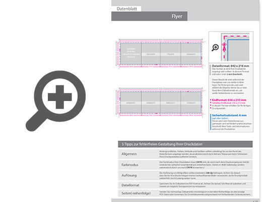 Product Bild hochglanz-uv-lack_faltblatt__gefalzt_auf_din_a5_quer__vertikaler_zickzackfalz__6-seitig