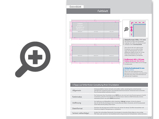 Product Bild hochglanz-uv-lack_faltblatt__gefalzt_auf_din_a6_quer__vertikaler_wickelfalz__6-seitig