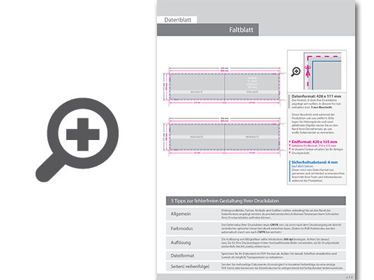 Product Bild hochglanz-uv-lack_faltblatt__gefalzt_auf_din_lang_quer_(21_0_cm_x_10_5_cm)__vertikaler_mittelfalz__4-seitig